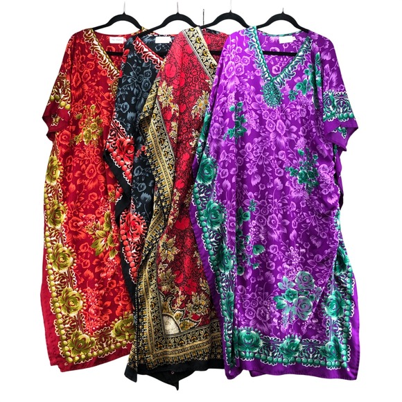 Miss Lavish London Dresses & Skirts - Miss Lavish London Kaftan Dress Lot‎ Womens 20-24 Plus Black Red Floral Kimono